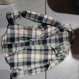 Cat & Jack Mint Green Plaid Collared Shirt